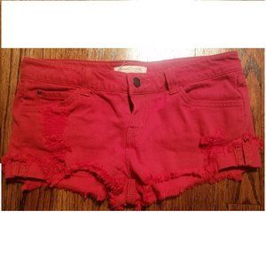Red Forever 21 Distressed Low Rise Jean shorts 25